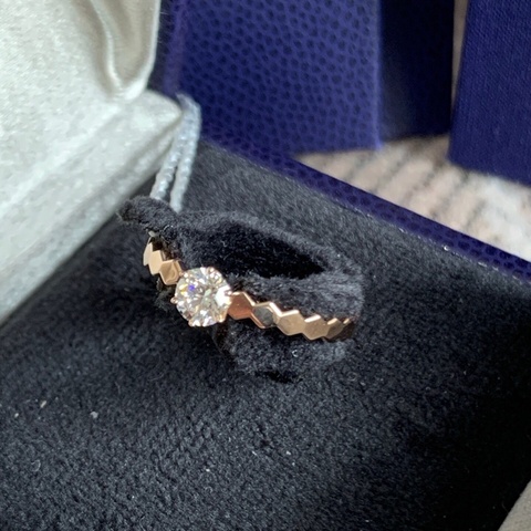 Chaumet 尚美Be My Love系列 玫瑰金蜂巢鑽戒鑽石戒指 50號