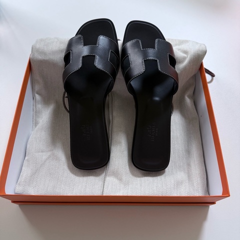 Hermes H拖鞋 黑色37號
