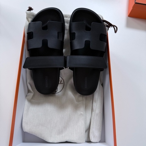 Hermes 黑色二舅拖鞋 37號