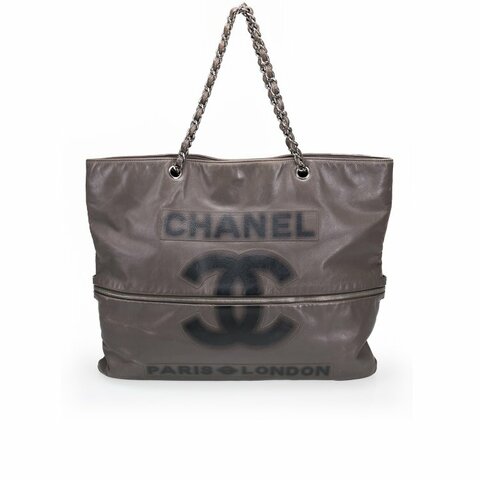 ST09 Chanel 塗鴉暈染拉鍊小牛皮tote包