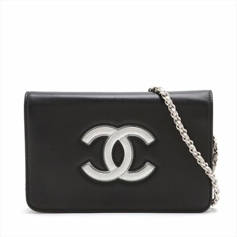 S08 Chanel 經典黑銀羊皮WOC肩背包