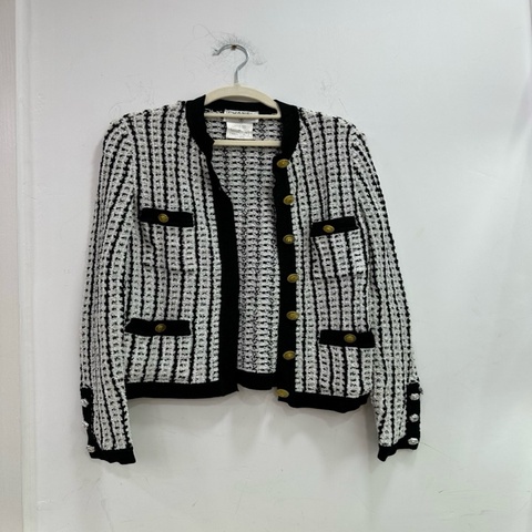 Chanel 香奈兒 97P秀款 Jennie同款Vintage 黑白針織短袖開衫 38碼