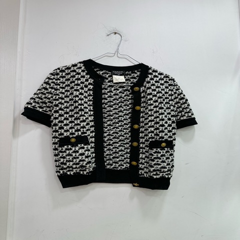 Chanel 香奈兒 Vintage 97P秀款 Jennie同款黑白針織短袖開衫 40碼