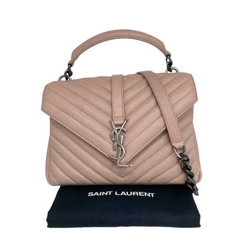 ☆ SAINT LAURENT 聖羅蘭 Pink Calfskin College 2 way bag 粉紅色小牛皮兩用袋-267017485