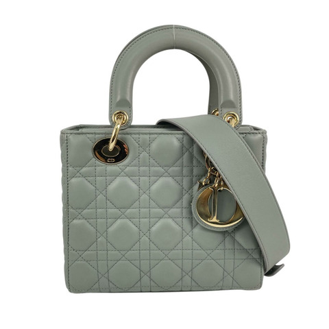 △ DIOR 迪奧 Grey Lambskin Lady 2 way bag 灰色小羊皮兩用袋-267017391