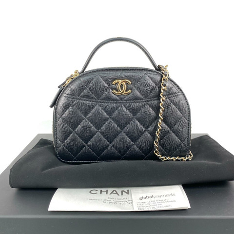 △ CHANEL 香奈兒 Black Caviar Skin Gold Tone Metal Mini Bowling Chain 2 way bag 黑色粒紋小牛皮金色金屬鎖鏈兩用袋 AP4438-267017371