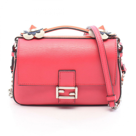 FENDI 雙迷你法國棍單肩手提包 8M0371 皮革 粉紅色 白色 二手