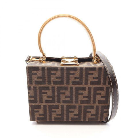 FENDI Zucca 單肩斜背包 帆布皮革 棕色 二手 女士
