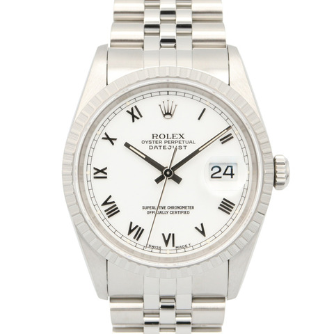 勞力士 Datejust S 系列腕錶，不鏽鋼材質，男士腕錶，白色錶盤，羅馬數位時標，型號 16220