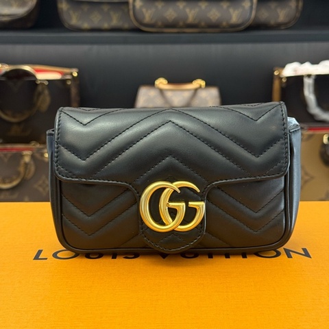 古馳 GUCCI， 黑金馬蒙mini