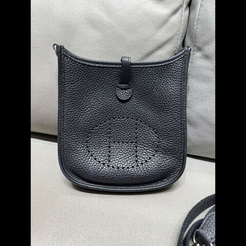 98♥️Hermes mini evelyne 黑银 U刻