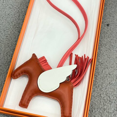 愛馬仕 Hermès 飛馬掛飾 橙白｜全新｜