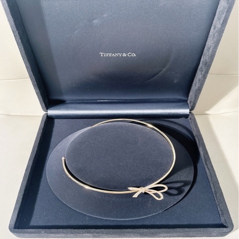 Tiffany蒂芙尼 Bow系列 18K玫瑰金鑲鑽蝴蝶結開口Choker頸鏈