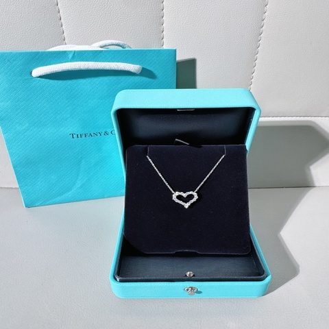 Tiffany蒂芙尼 Hearts系列 鉑金滿鑽愛心項鍊