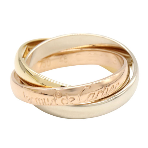 18K 三色三金 Trinity 三環戒指 48【Cartier 卡地亞】
