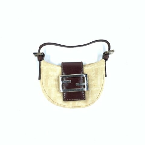 fendi 米色 老花 小元寶 mini 手提包