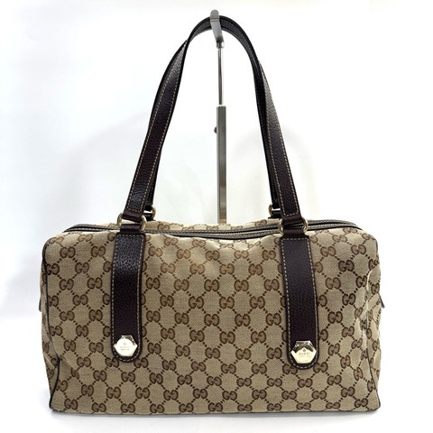GUCCI 古馳 棕色GG帆布BOSTON ZIP 肩背包 154180