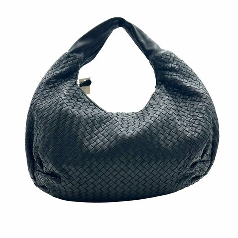 【美收精品】BOTTEGA VENETA  黑色小羊皮編織 Hobo 肩背包  D-52【隔月月中將轉賣至日本 上架期限30天】