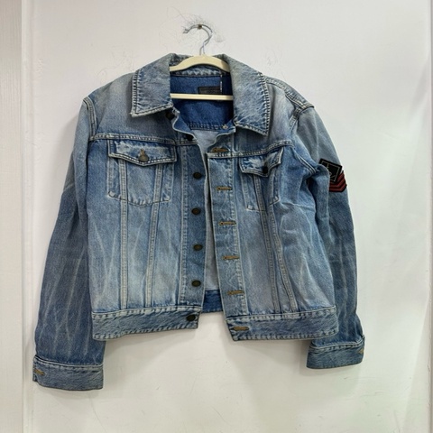 YSL Saint Laurent slp 徽標刺繡牛仔外套 S碼