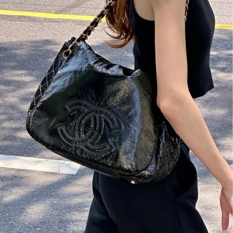 💎Chanel香奈兒｜深墨綠油蠟皮鏈條機場包 翻蓋大南瓜｜98新