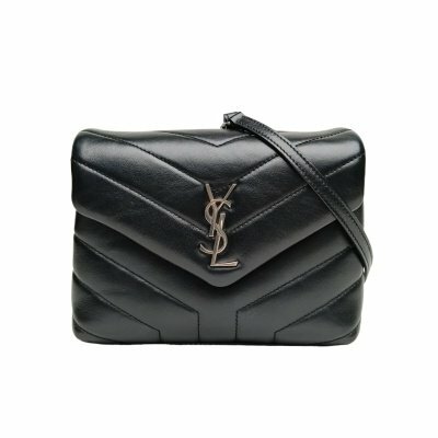 Saint LaurentLOULOUMini20Y縫黑色牛皮銀扣