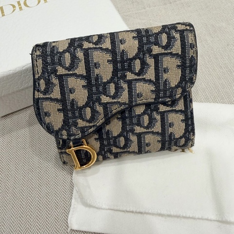 Dior 經典老花 Saddle 馬鞍 三折短夾