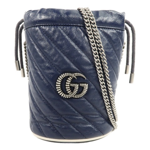 GUCCI 牛皮皮革GG Marmont Bucket鏈帶肩背袋