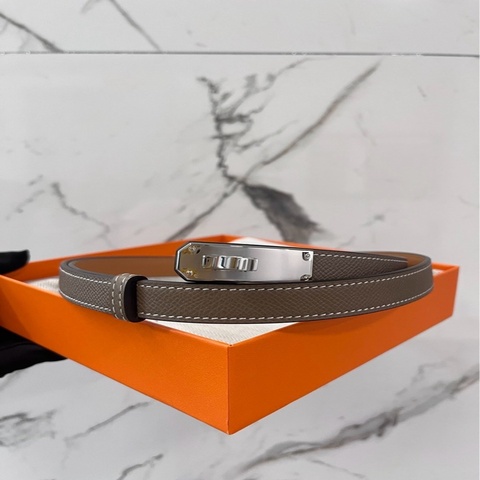 Hermes Kelly 皮帶大象灰銀釦 W刻