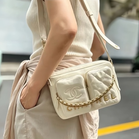 🤍 CHANEL 香奈兒｜白金雙層相機包