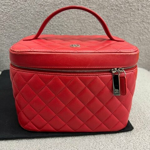 香奈兒 Chanel 化妝包 紅色 羊皮