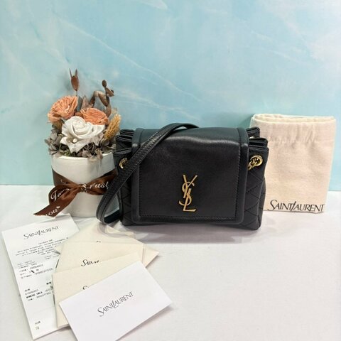 YSL Mini Nolita黑色小羊皮肩背包