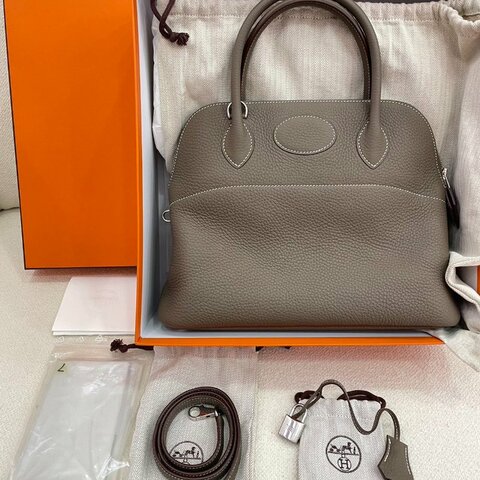 愛馬仕 Hermès Bolide 31 保齡球包 大象灰 Togo皮 銀扣｜99新｜T刻