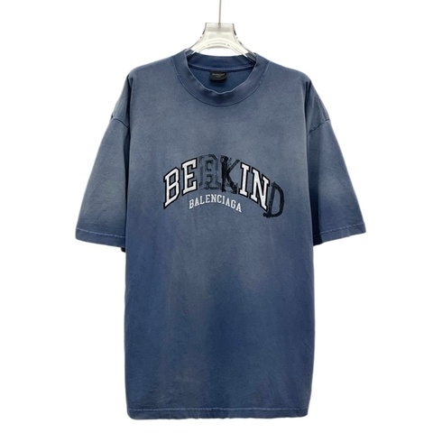 Balenciaga 23款 蓝色水洗做旧T恤 L码
