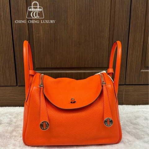 🌈Hermes🧡Lindy 30🧡火焰橙銀扣🌟99新🌈TC皮🌟送貼膜🌟Lindy30🌟lindy🌟愛馬仕🌟