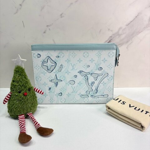 LV Pochette藍色水滴紋手拿包
