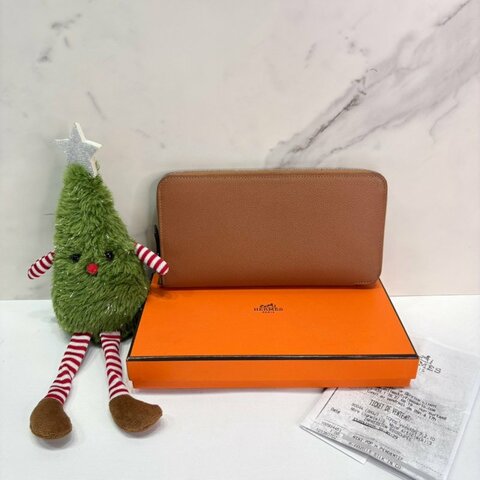 HERMES Ancres船錨圖絲巾拉鍊長夾