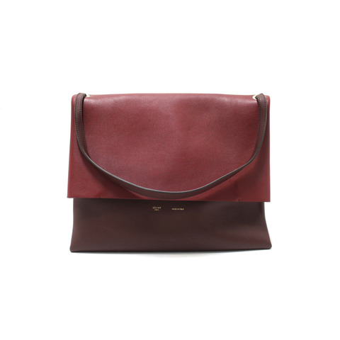 Celine Burgundy/Grey Calfskin Leather and Suede All Soft Shoulder Bag