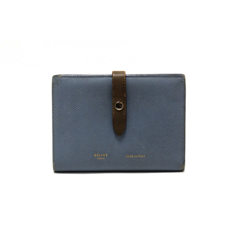 Celine Celine Blue/Grey Leather Multifunction Strap Wallet