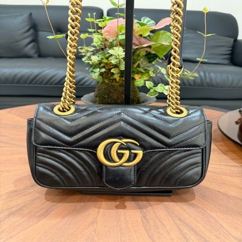 古馳/Gucci GG 馬蒙22黑色 肩背斜挎包