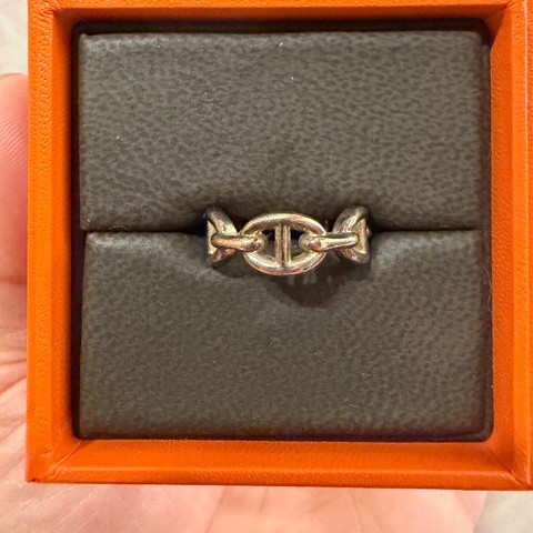 Hermès Chaine d'ancre 愛馬仕豬鼻子戒指 925銀 戒圍51