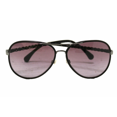 Chanel Violet Calfskin/Metal Aviator Pilot Sunglasses 4219Q