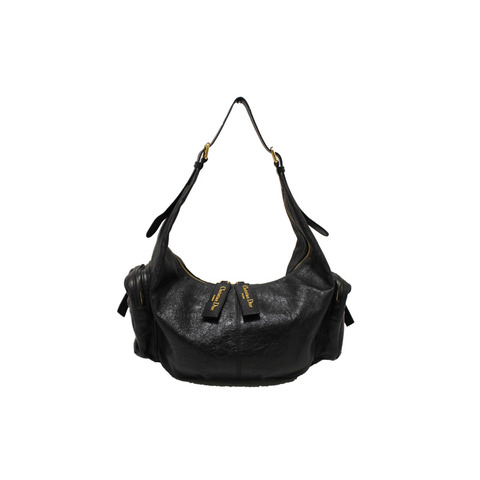 Christian Dior Black Crinkled Calfskin Large Grand Tour Multipocket Hobo Bag