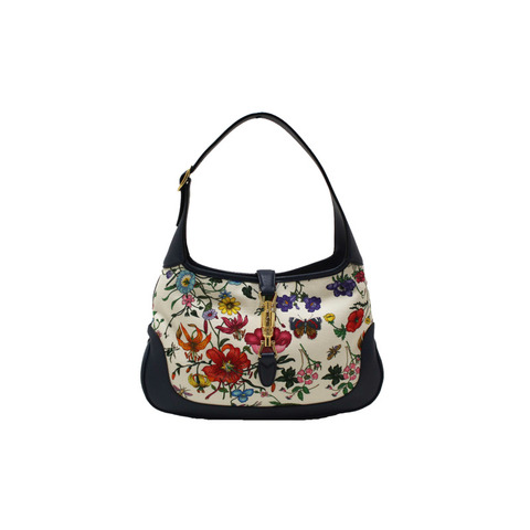 Gucci Blue Flora Canvas Jackie 1961 Medium Shoulder Bag 550152