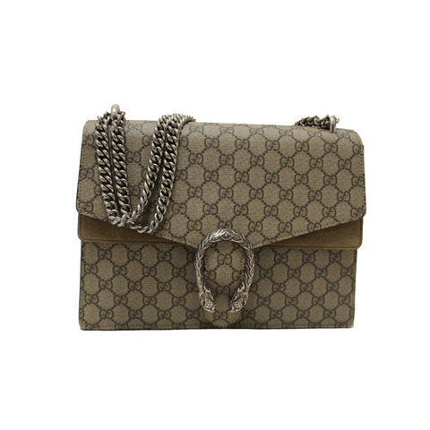 Gucci GG Supreme with Brown Suede Dionysus Medium Shoulder Bag 403348