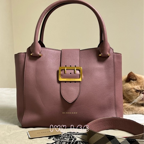 Burberry The Buckle 皮革 扣環托特包 豆沙粉色 4029021 斜背包 肩背包 正品 二手精品