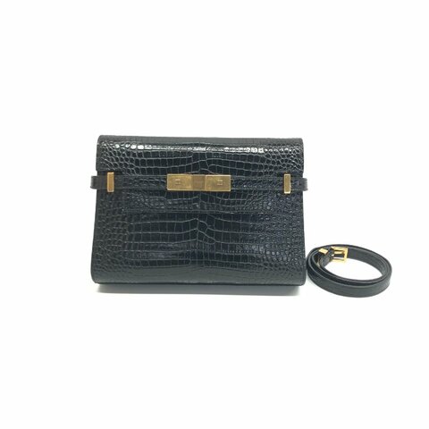 Saint Laurent YSL 黑色 manhattan 曼哈頓 鱷魚壓紋 小號 肩背包