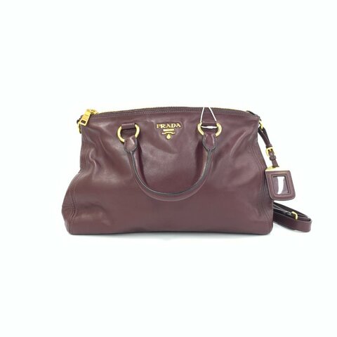 Prada 酒紅色 全皮 肩背包
