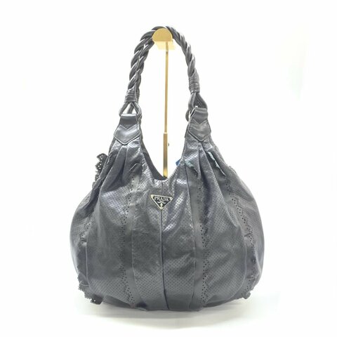 Prada 黑色全皮大hobo肩背包