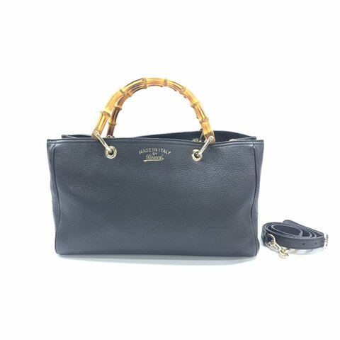 Gucci 黑金 bamboo shopper 竹節 肩背包