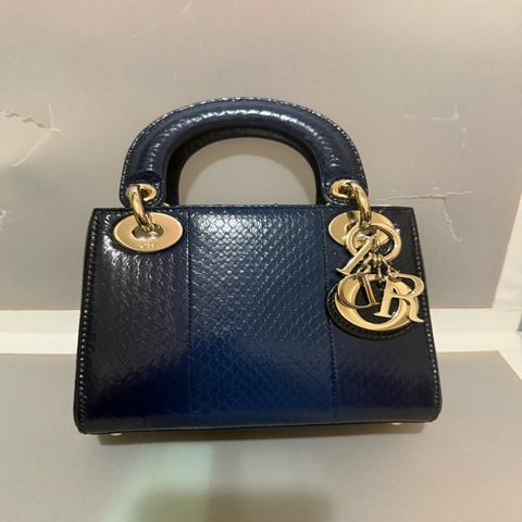 Dior Mini lady dior  藍色蛇皮